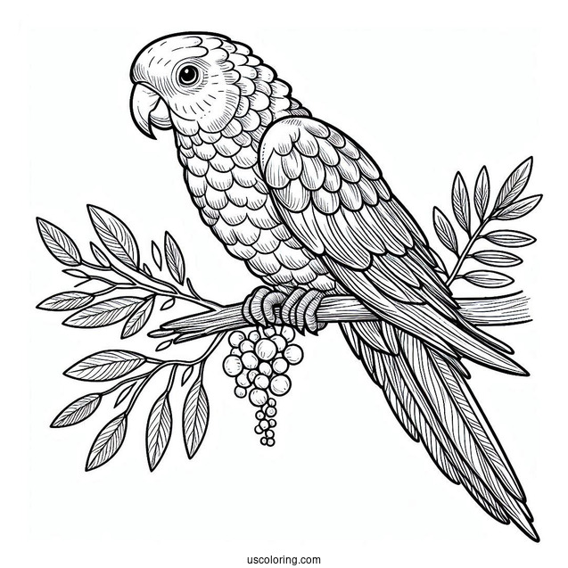 Detailed Parrot Sitting On a Branch