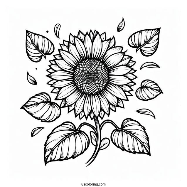 Joyous Sunflower Coloring Sheet