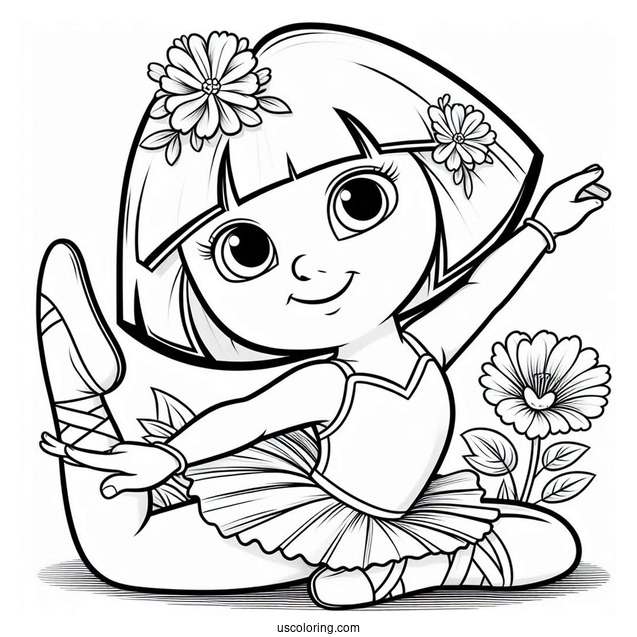 Dora As a Ballerina Coloring Sheet