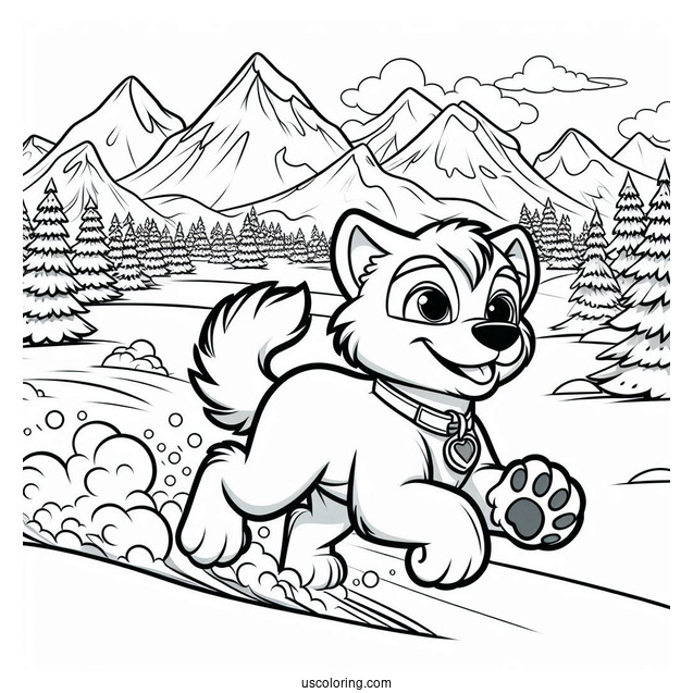 Everest Running In Snow Coloring Sheet