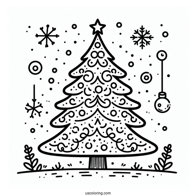Easy Outline Of Christmas Tree Template For Preschoolers