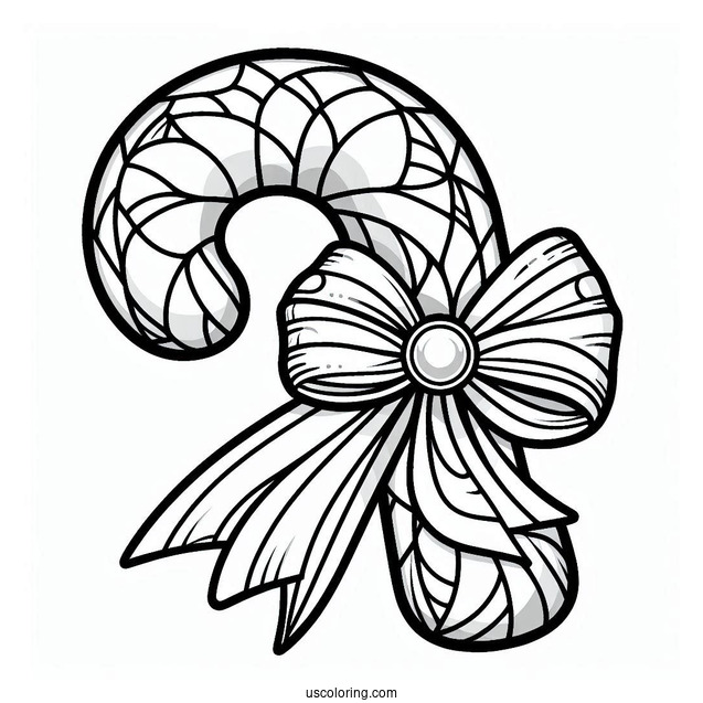 Candy Cane Coloring Page With A Bow Stained Glass
