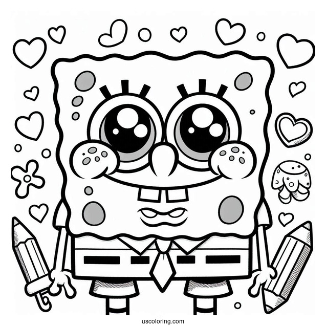 Nickelodeon Coloring Page Of Smiling SpongeBob For Preschoolers