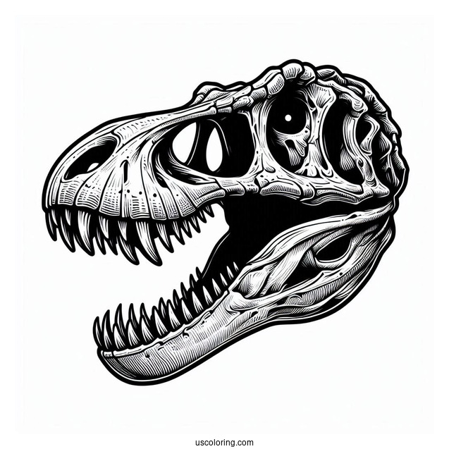 T-Rex Skull Coloring Page For Students