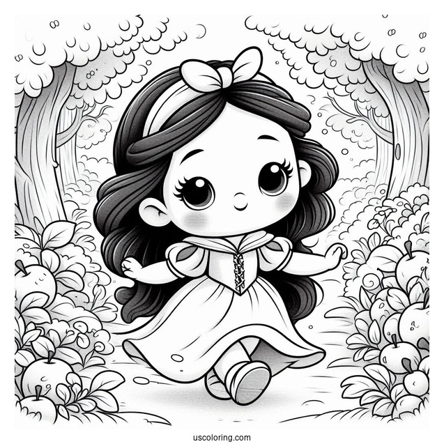 Stitch Walking With Snow White Coloring Pages In The Garden