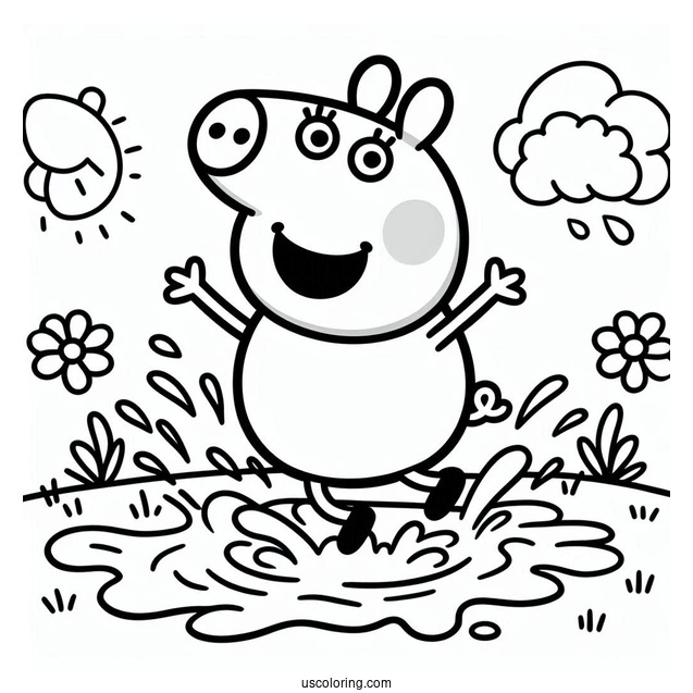 Peppa Pig Jumping In Puddle