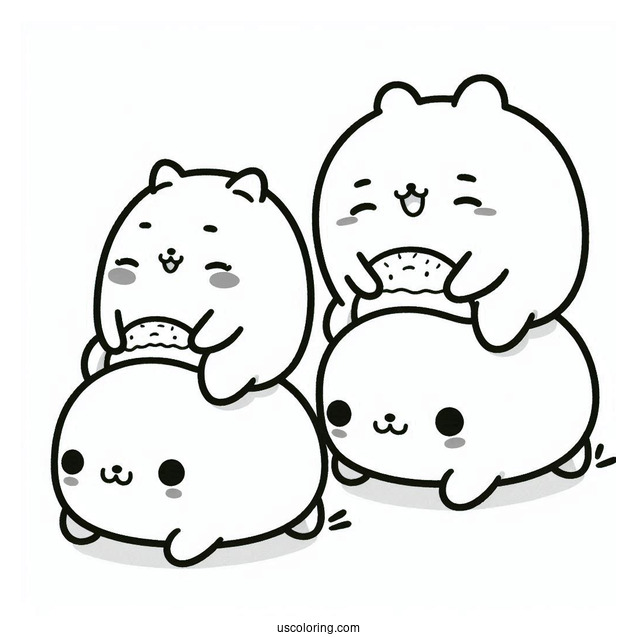 Sumikko Gurashi Coloring Page Friends Riding On Sumi-ssie