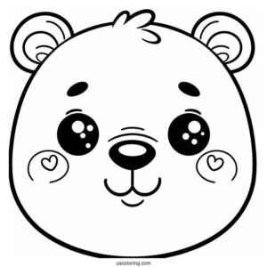 Coloring Sheet of Cartoon Polar Bear_s Face