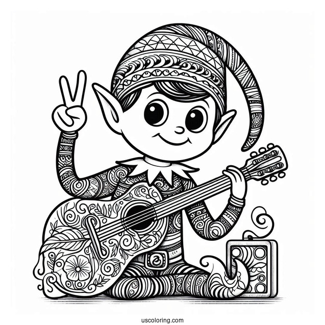 Groovy Looking Elf On The Shelf To Color