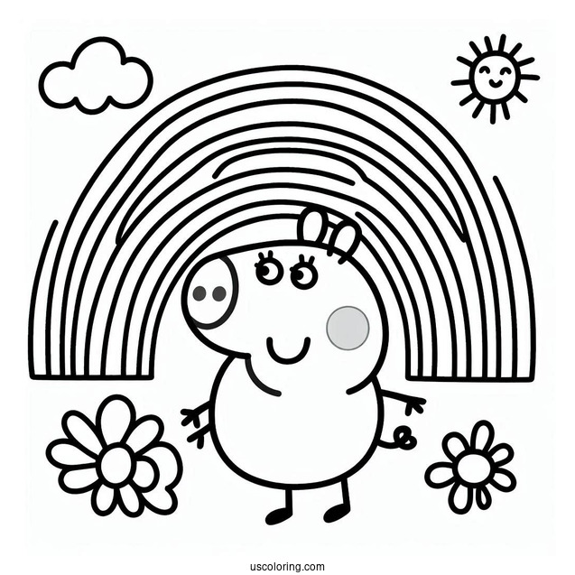 Peppa Pig Rainbow Coloring Sheet