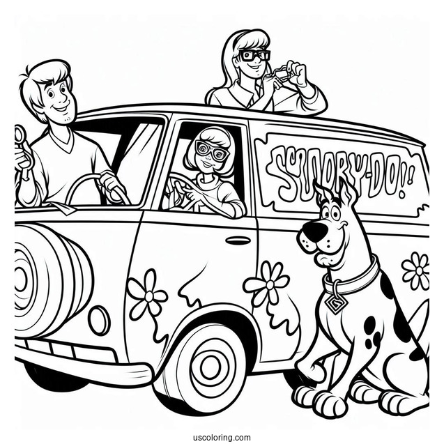 Scooby-Doo Characters In The Mystery Machine To Color