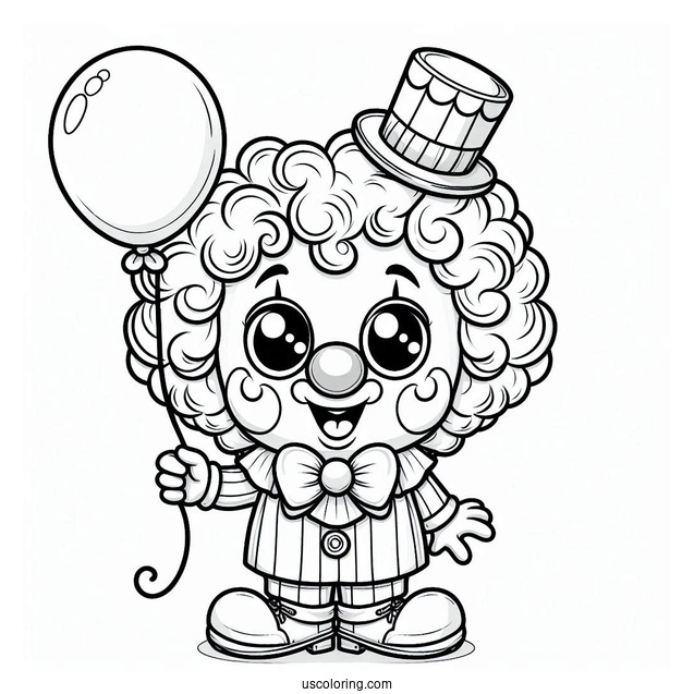 Clown Holding Balloon for Kids