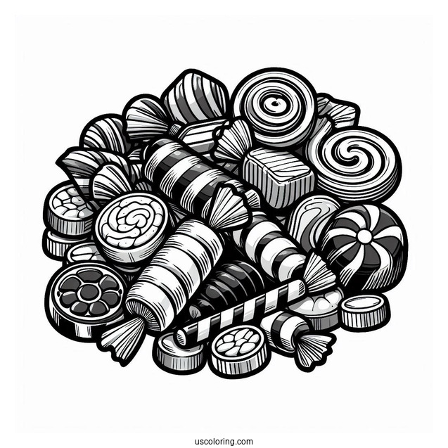 Assorted Licorice Coloring Page