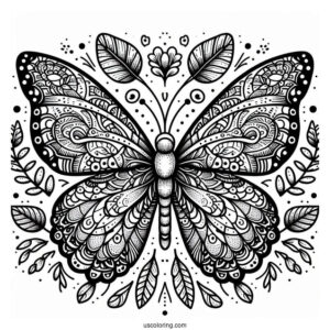 Detailed Coloring Sheet Of Butterfly