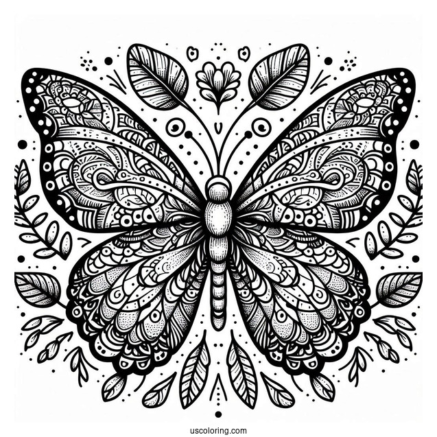 Detailed Coloring Sheet Of Butterfly