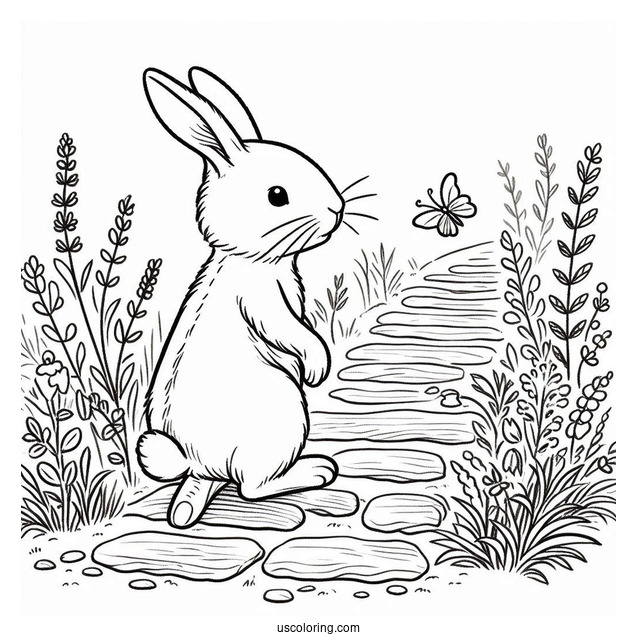 Easy Peter Rabbit Coloring Page Walking Down A Path