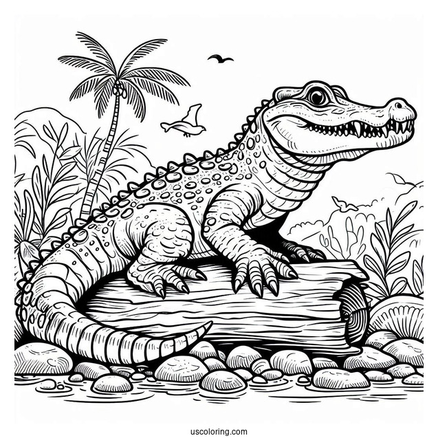 Prehistoric Crocodile Coloring Page