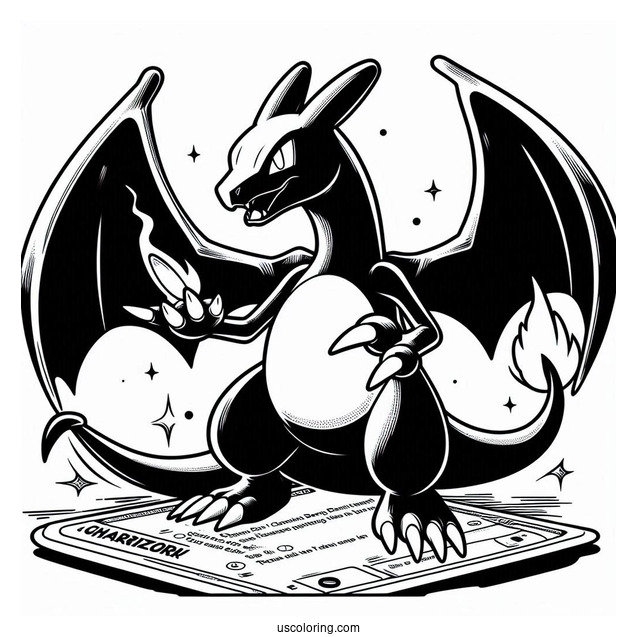 Dark Charizard Nail Flick Pokemon Card Coloring Page