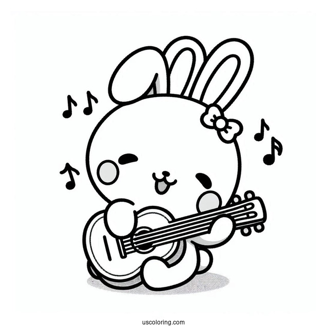 Pochacco Coloring Page Playing The Guitar For My Melody