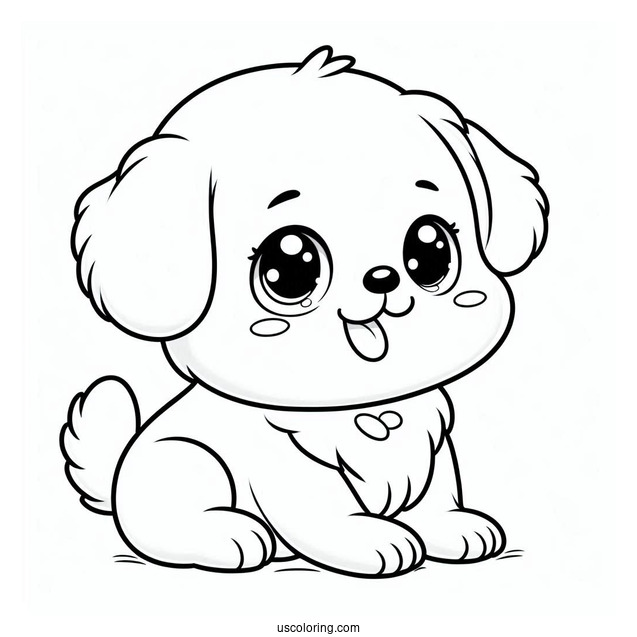Adorable Puppy With Tongue Out Coloring Page For Preschoolers
