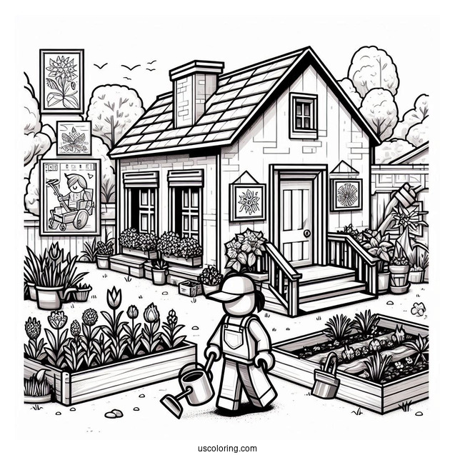 Roblox House Gardening Coloring Sheet