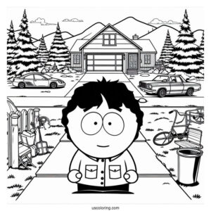 South Park Coloring Page Of Randy Marsh Standing In His Driveway