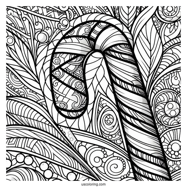 Intricate Candy Cane Coloring Page Stained Glass