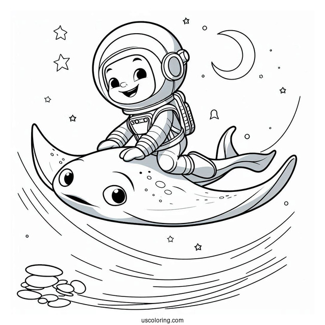 Octonauts Coloring Page Riding Manta Ray