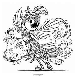 Blue Dancing Coloring Page