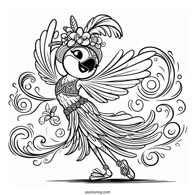 Blue Dancing Coloring Page