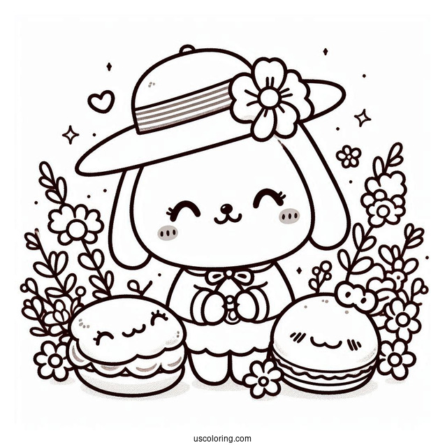 Pompompurin With Macaroon And Friends Coloring Page