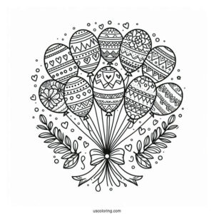 Bunch Of Balloons With Patterns And Ribbon