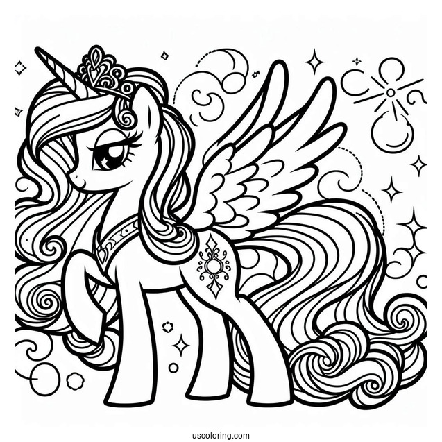 Outline of Princess Celestia to Color