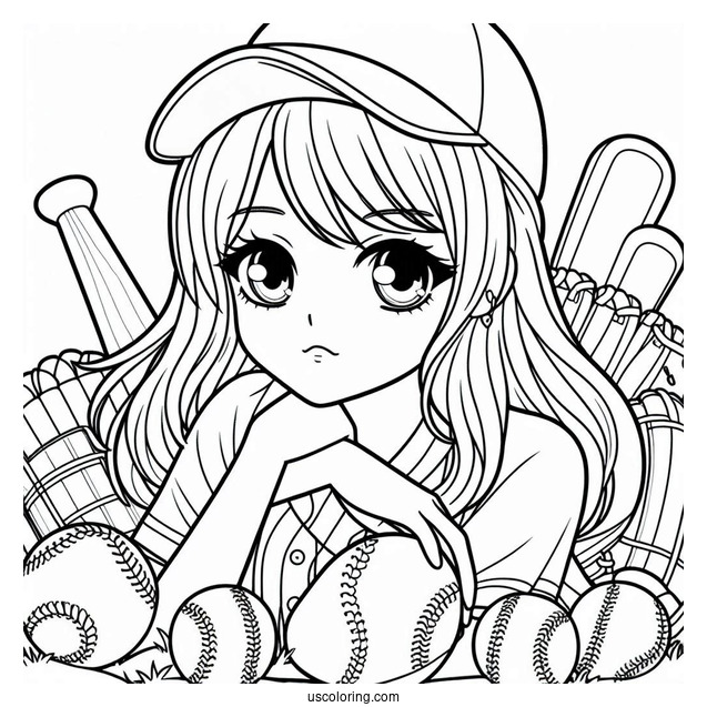 Easy Baseball Coloring Page For Kids