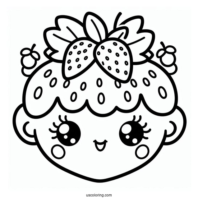 Kawaii Strawberry Shortcake Coloring Page With Large Strawberry