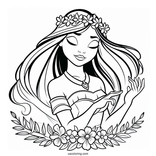 Muland And Pocahontas Coloring Sheet For Kids