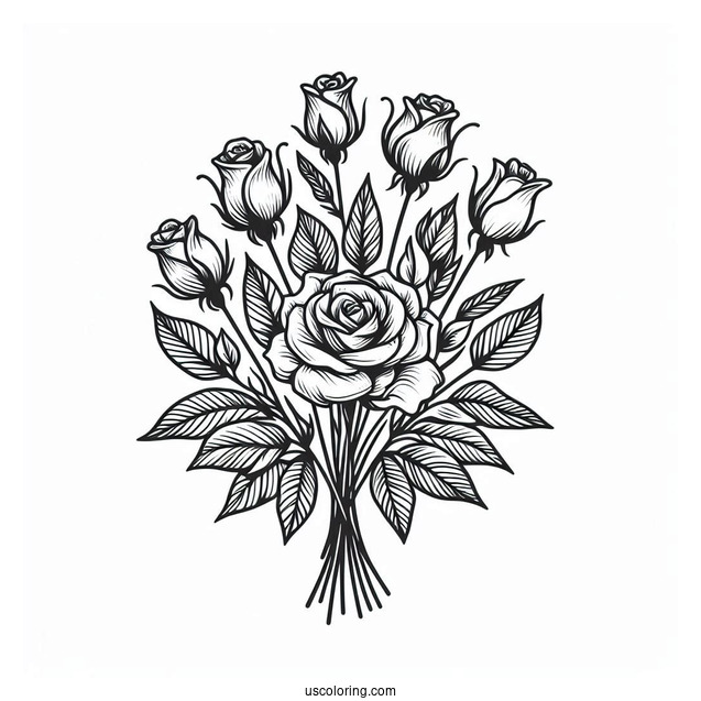 Bouquet Of Roses With Long Stems