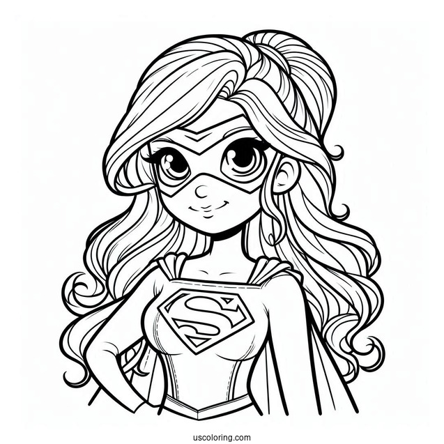 Easy Supergirl Coloring Page For Kids