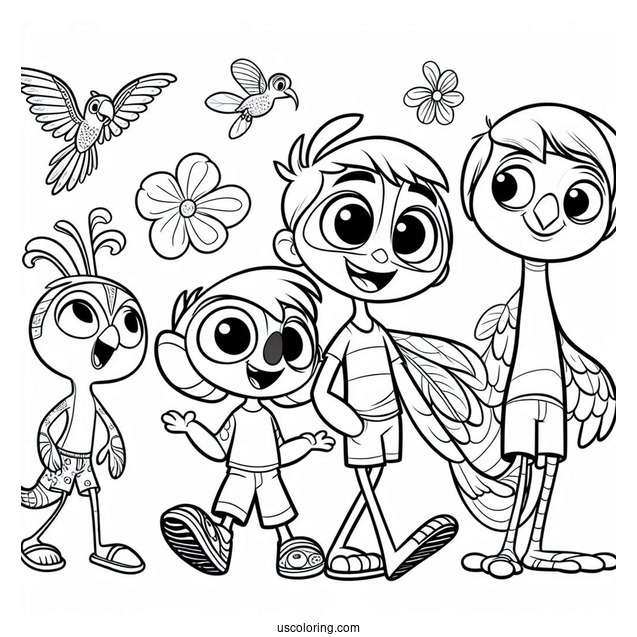 Blue, Jewel, Luiz, Rafael, Nigel, And Nic Coloring Sheet