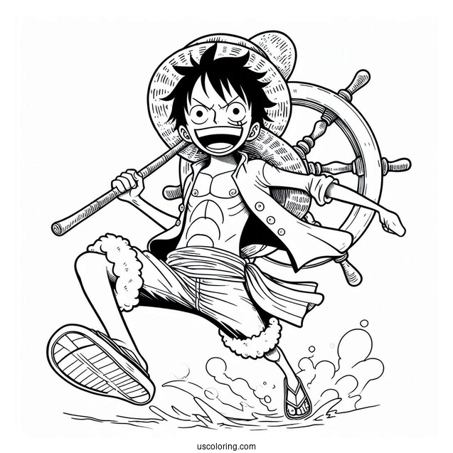 One Piece Coloring Page Of Monkey D Luffy In Iconic Pose