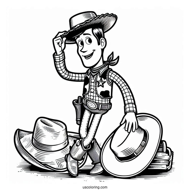 Cowboy Coloring Page Woody Tipping His Hat For Kids