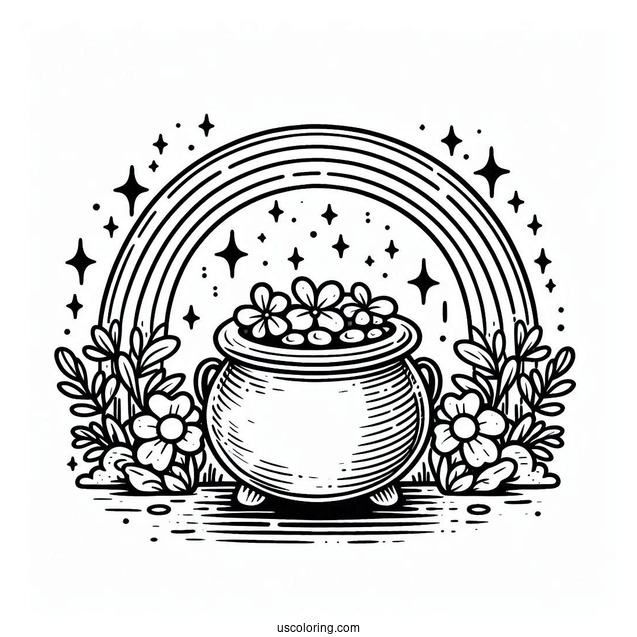 Simple Pot Of Gold At End Of The Rainbow For Kids