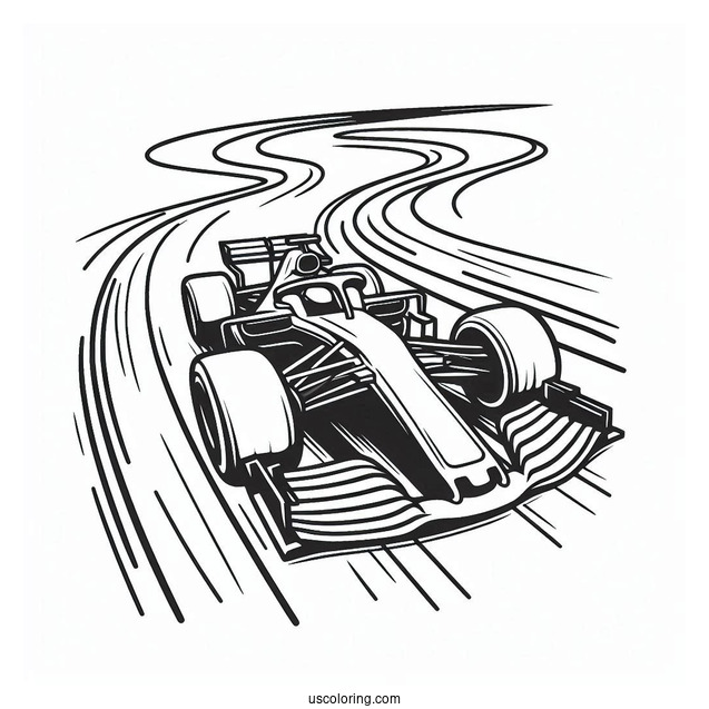 Simple Outline Of F1 Coloring Page Race Car On Track