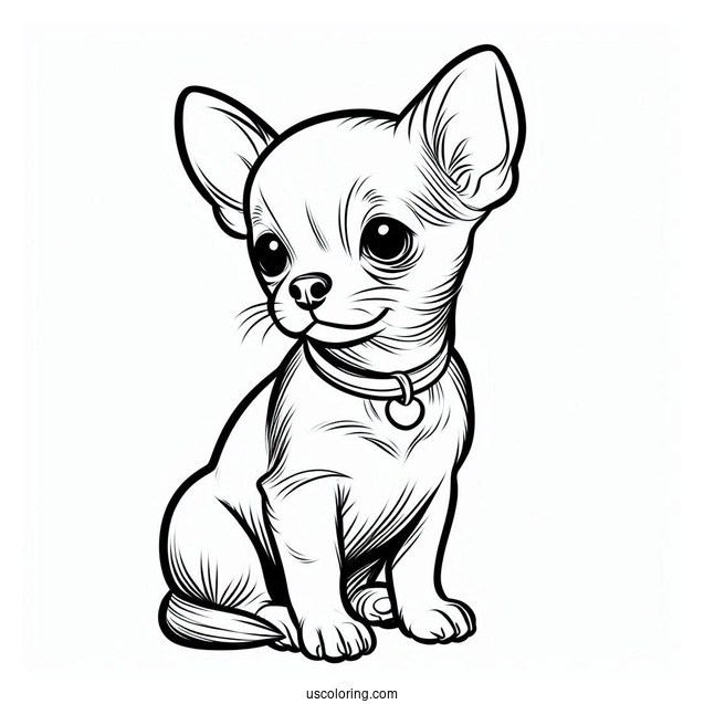 Cute Short Hair Chihuahua Coloring Page Sitting