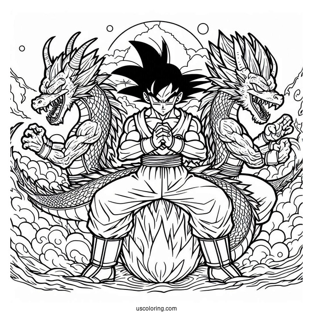 Detailed Coloring Sheet Of Dragon Team