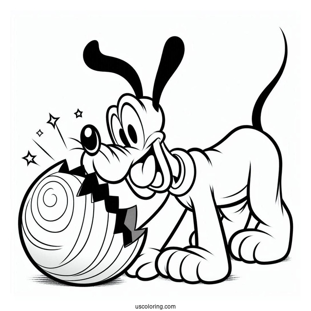 Pluto Coloring Page Coming Out Of Easter Egg To Surprise Mickey Mouse
