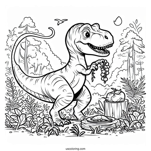 Young T-Rex Hunting For Dinner To Color