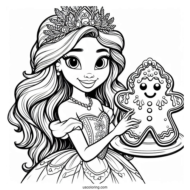 Tiana Holding Up Gingerbread House