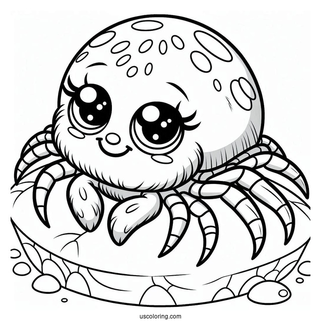 Cute Cartoon Spider Coloring Page For Kids