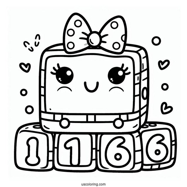 Smiling 16 Numberblocks Coloring Page